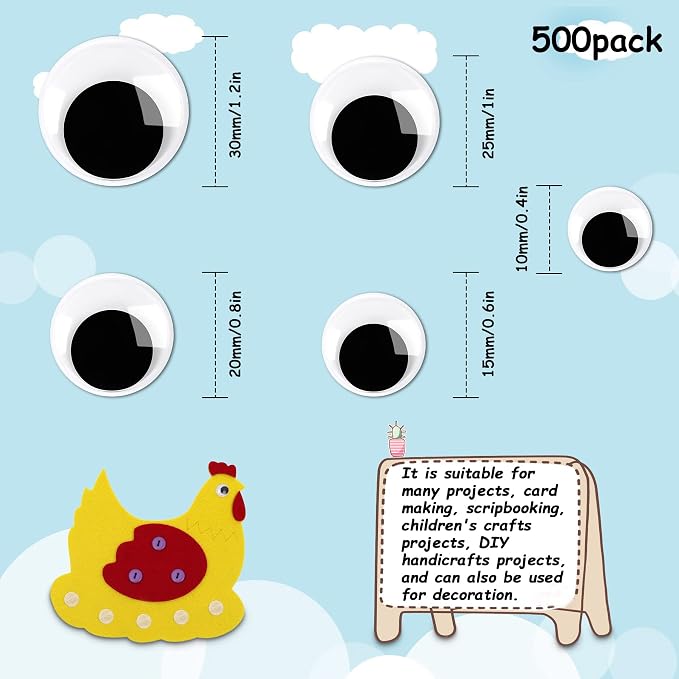 Piece Adhesive Googly Eyes Wiggle Eyes For DIY Arts And Crafts  Weight photo 5