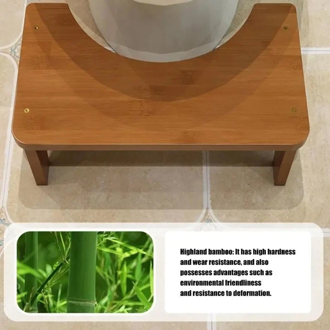 Bamboo Toilet Squat Stool Wide Bathroom Potty Step Non Slip Portable UK photo 8