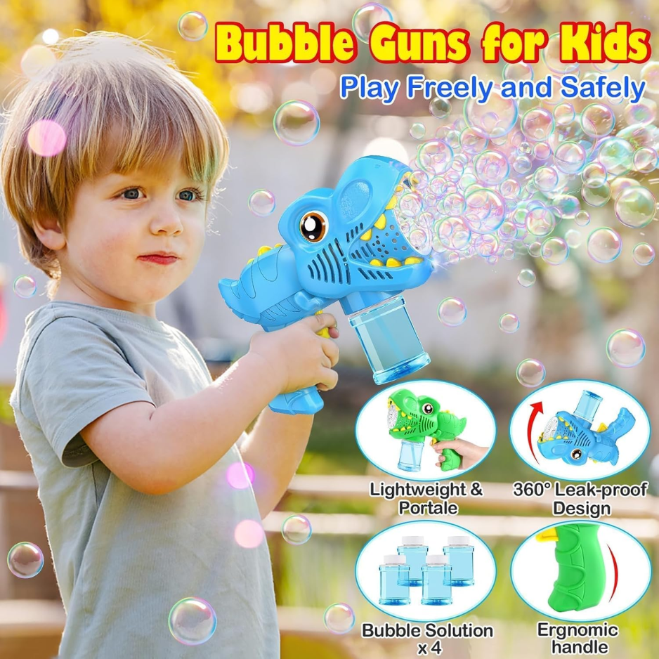 Kids Bubble Gun 2 Pack, Dino Bubble Machine For Boy Girl Toys Gift Automatic 13 Hole With 4 Solutions Bubbles Blower Maker Easter Basket Stuffers photo 6