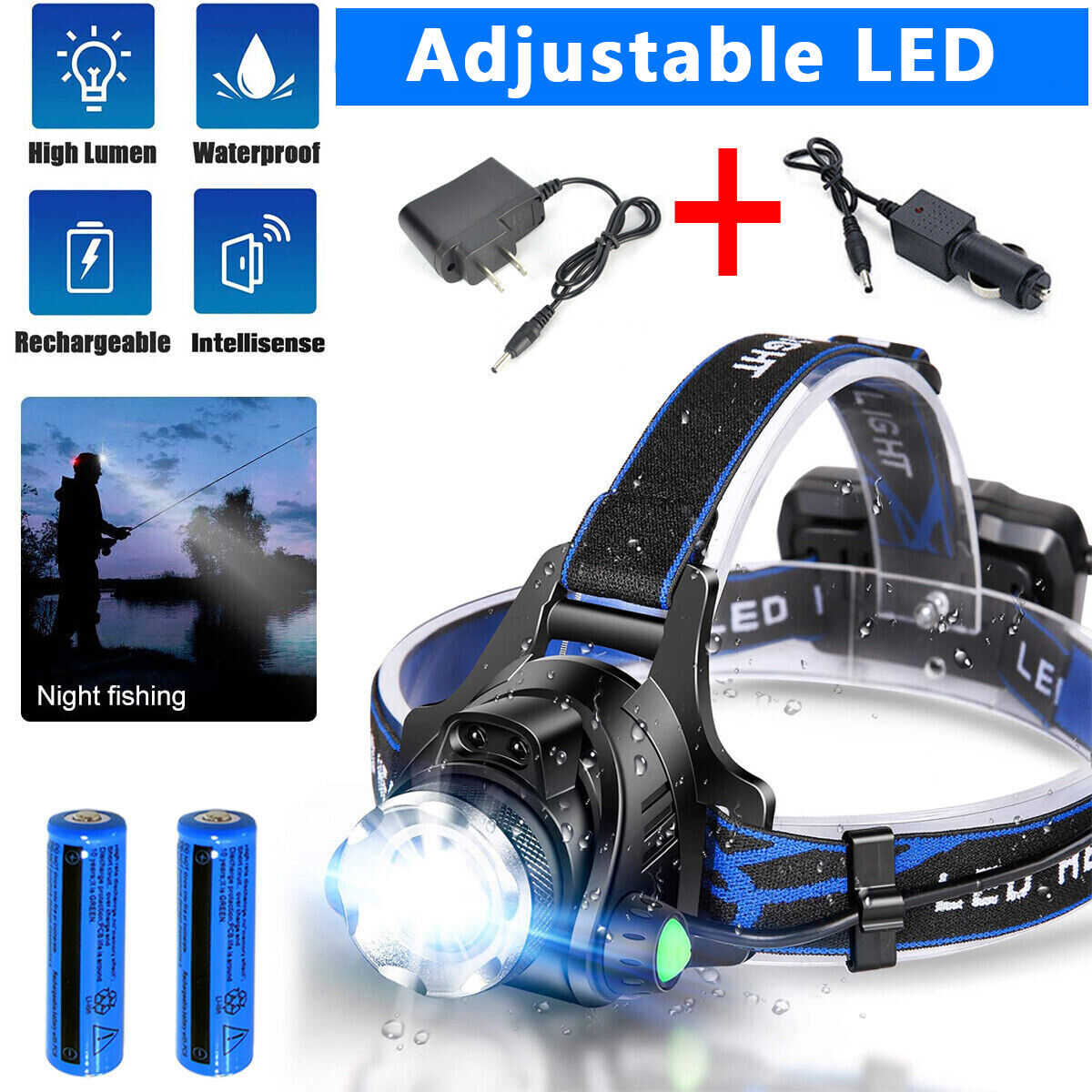 LED Head Torch Headlight Camping Headlamp Rechargeable Waterproof Fishing Light photo 4