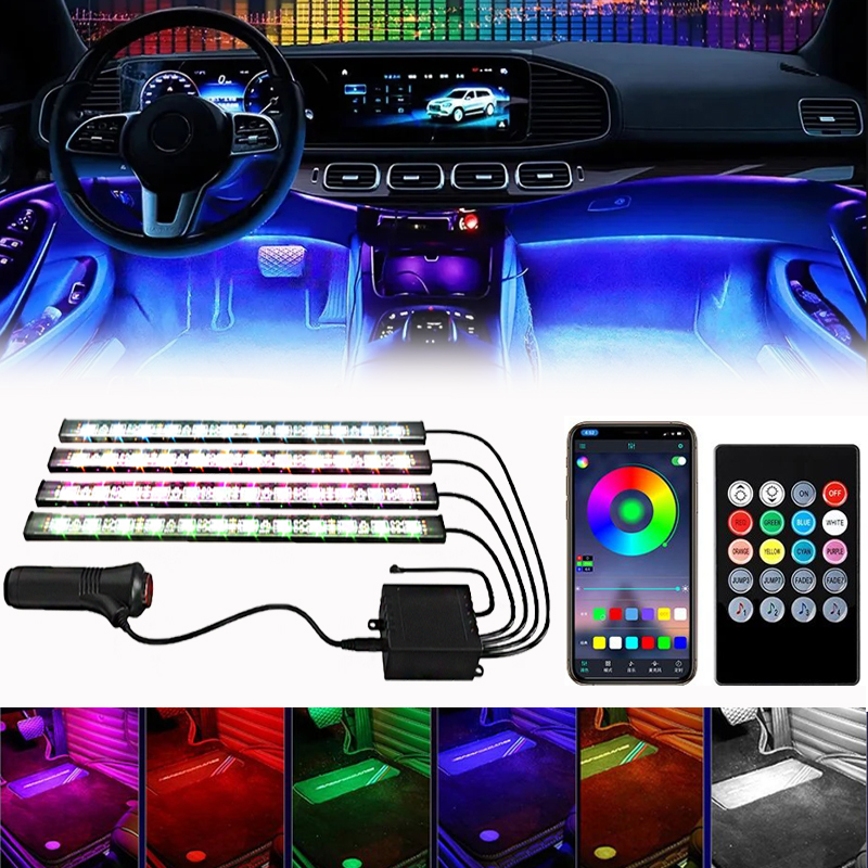 Car LED Strip Lights Kit, Auto Interior Ambient RGB LED Strip Atmosphere Car Decorative Lamp With Bluetooth Music Sync App Remote Control photo 1
