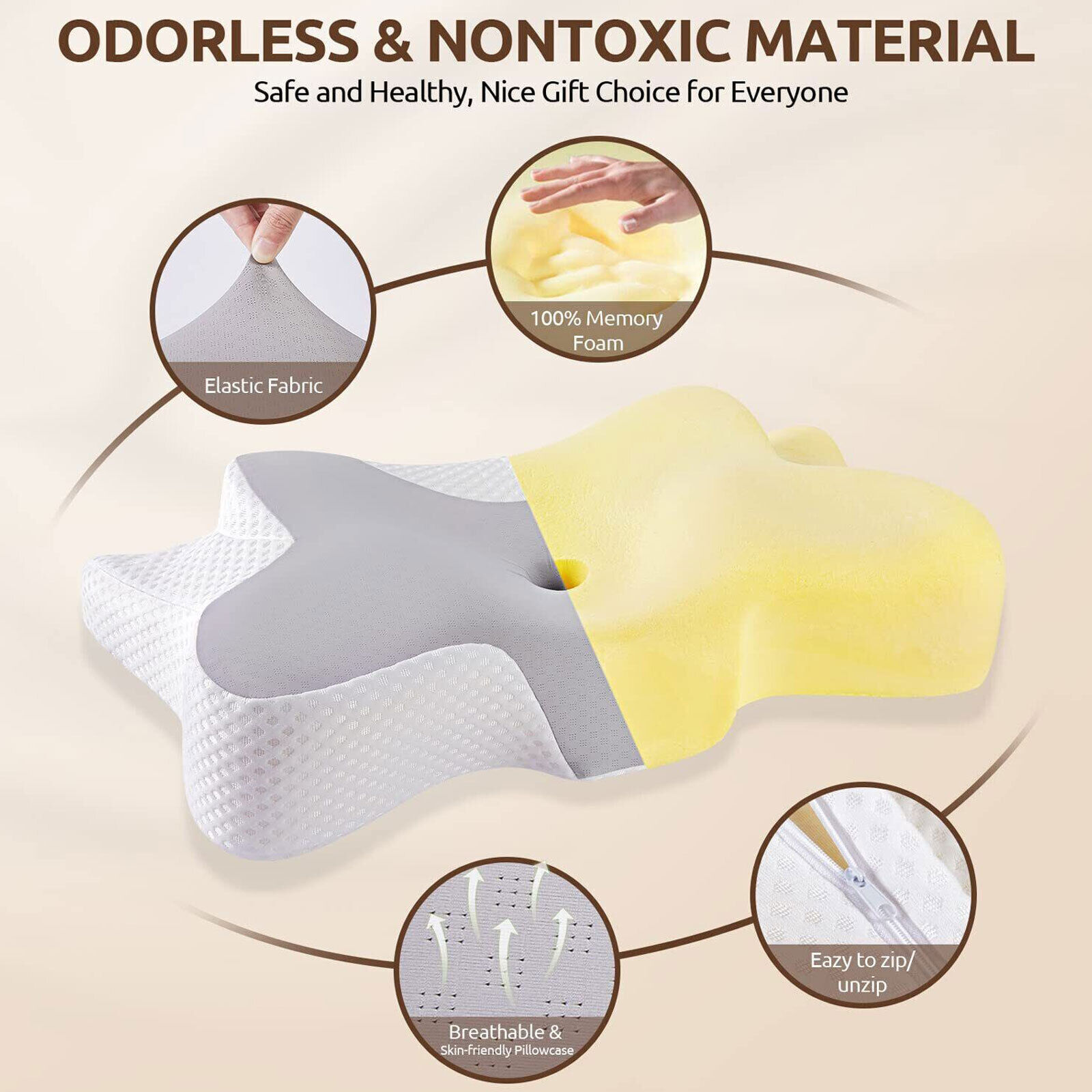 Orthopedic Memory Foam Pillow For Neck Head Shoulder & Back Support Pain Relief photo 2