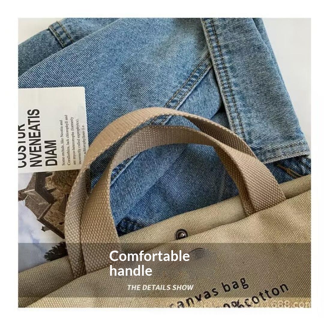 Thick Canvas Large Capacity Lightweight Tote Bag Retro Diagonal Cross Canvas Bag - Green Out photo 6