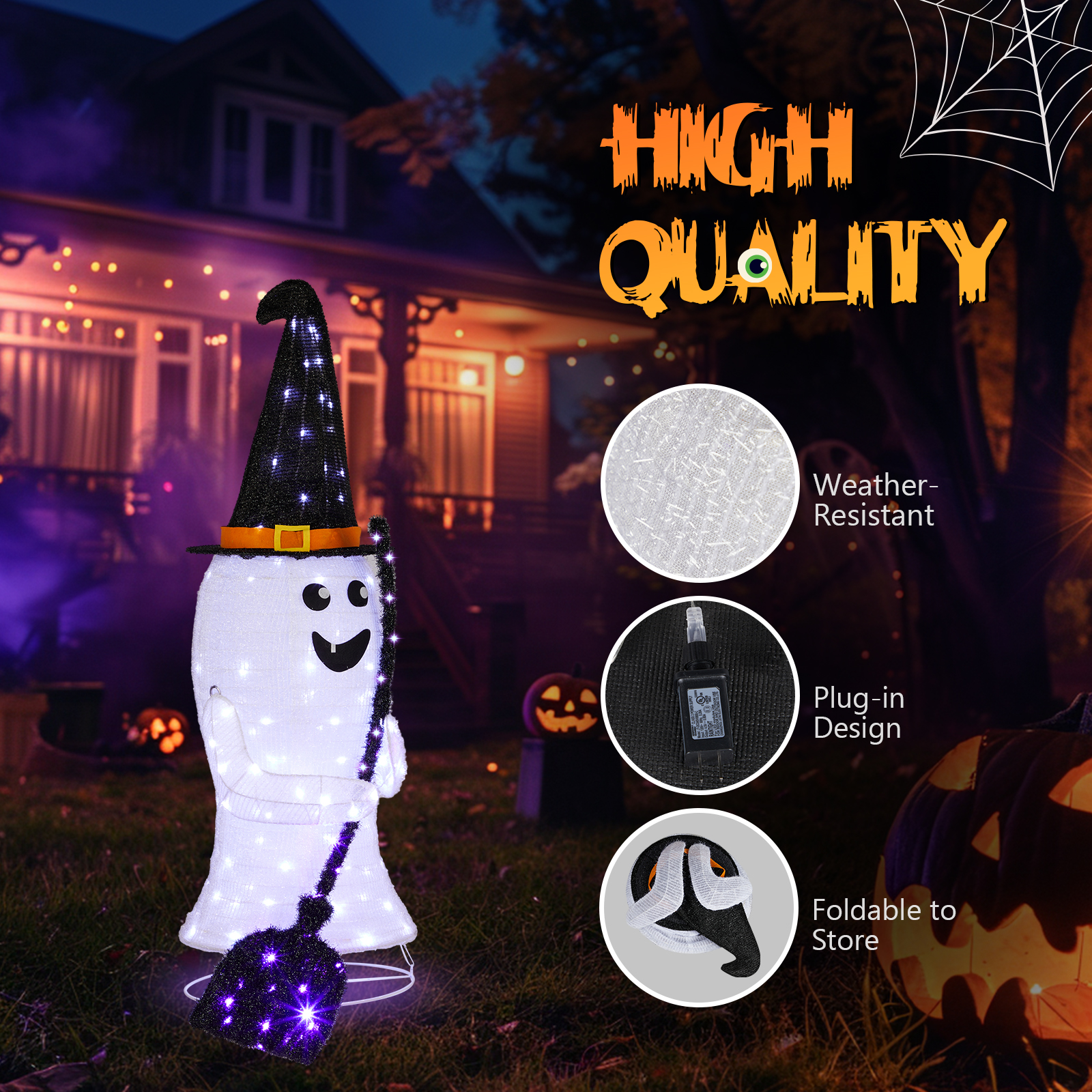 Replace 94400163 4ft  Ghost 1 00LED Lighted Outdoor Halloween Decorations photo 4