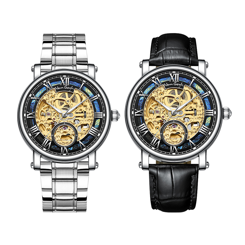 VAN GOGH Starry Night Series Blue Dial Skeleton Mechanical Movement Watch Daily Waterproof Starry Night photo 8