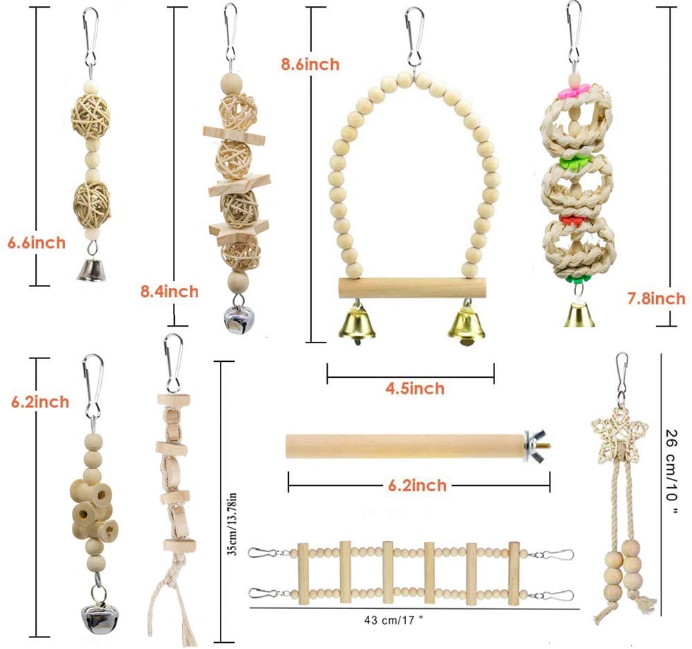 Bird Parrot Swing Toys, Chewing Standing Hanging Perch Hammock Climbing Ladder Bird Cage Toys For Budgerigar, Parakeet, Conure, Cockatiel, Mynah, Love Birds, Finches And Other Small To Medium Birds photo 5