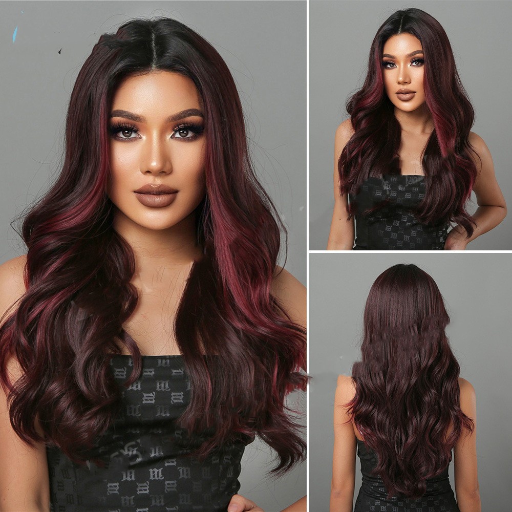 Middle Long Curly Hair With Reddish Brown High Temperature Silk Wig photo 5