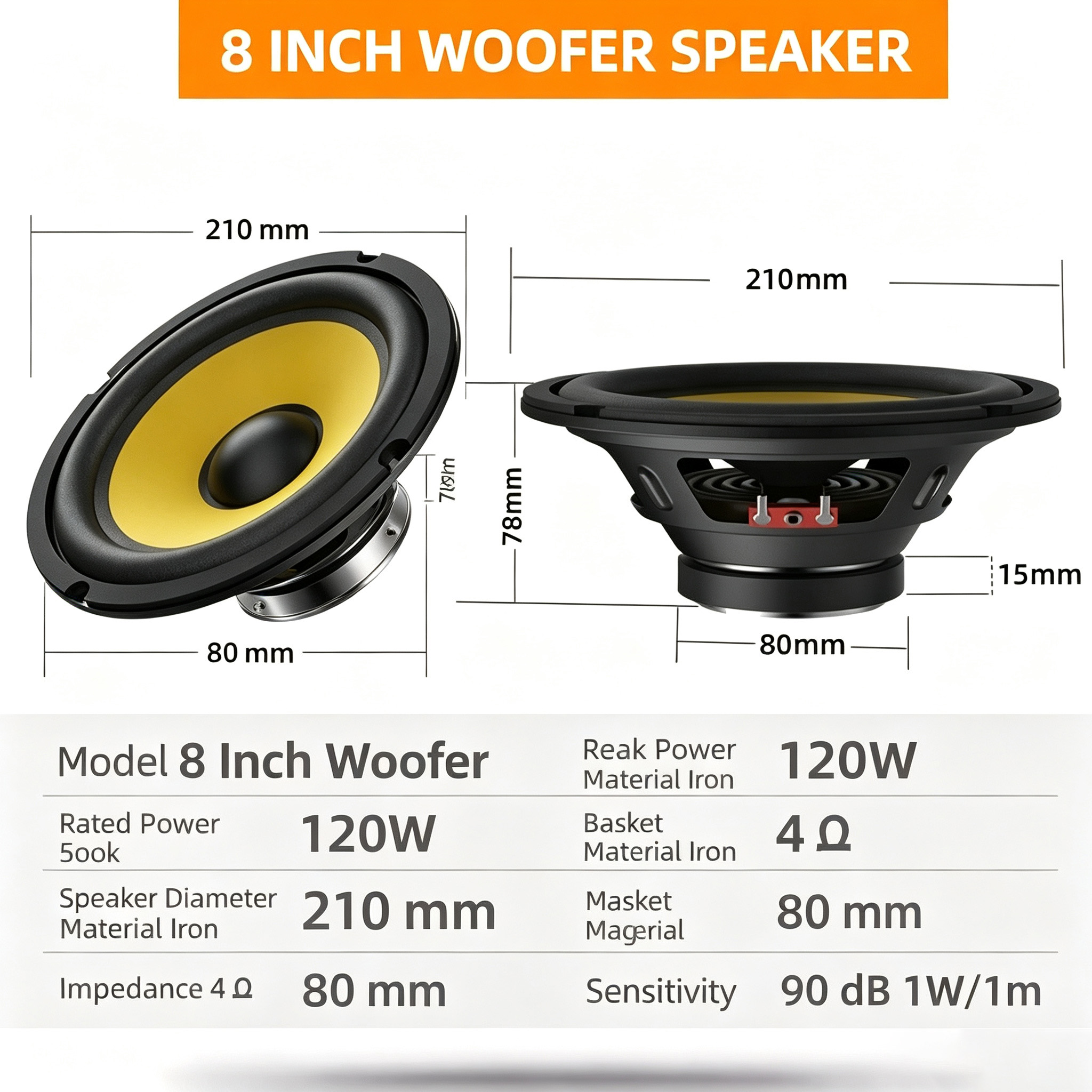 4 5 6.5 8 10 12 Inch Car Subwoofer Speaker  Heavy Bass Audio Loudspeaker For Car Stereo Modification photo 7