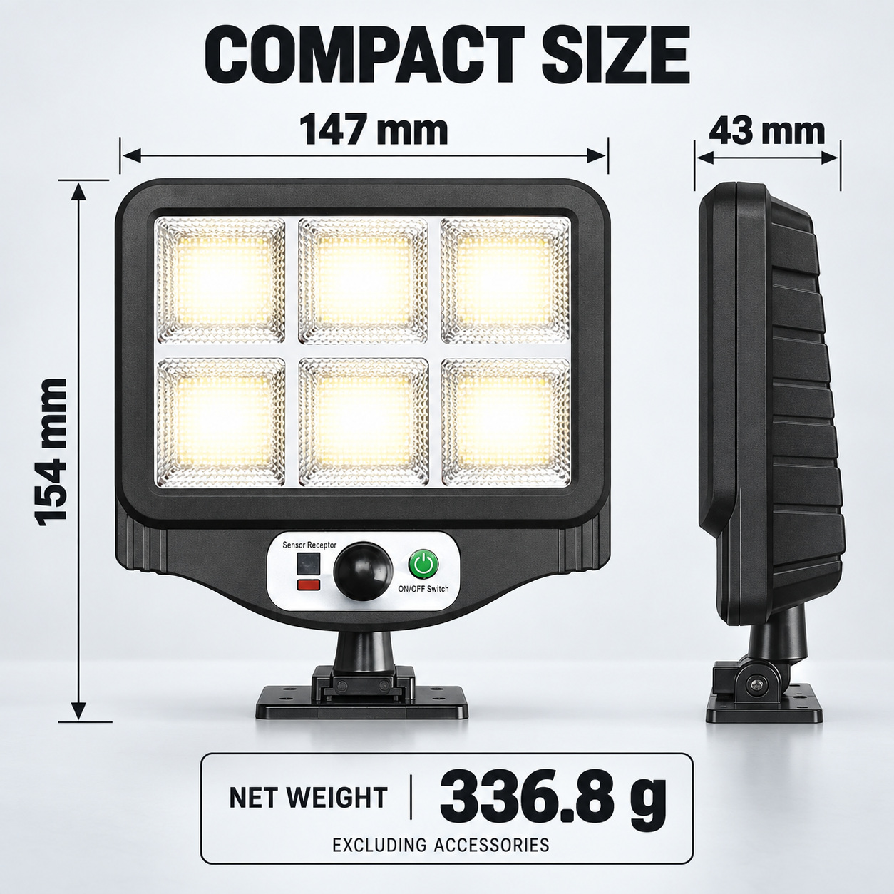 Solar Powered Rechargeable Motion Sensor LED Work Light 1500mAh For Auto W780 6 SMD 2835 photo 6