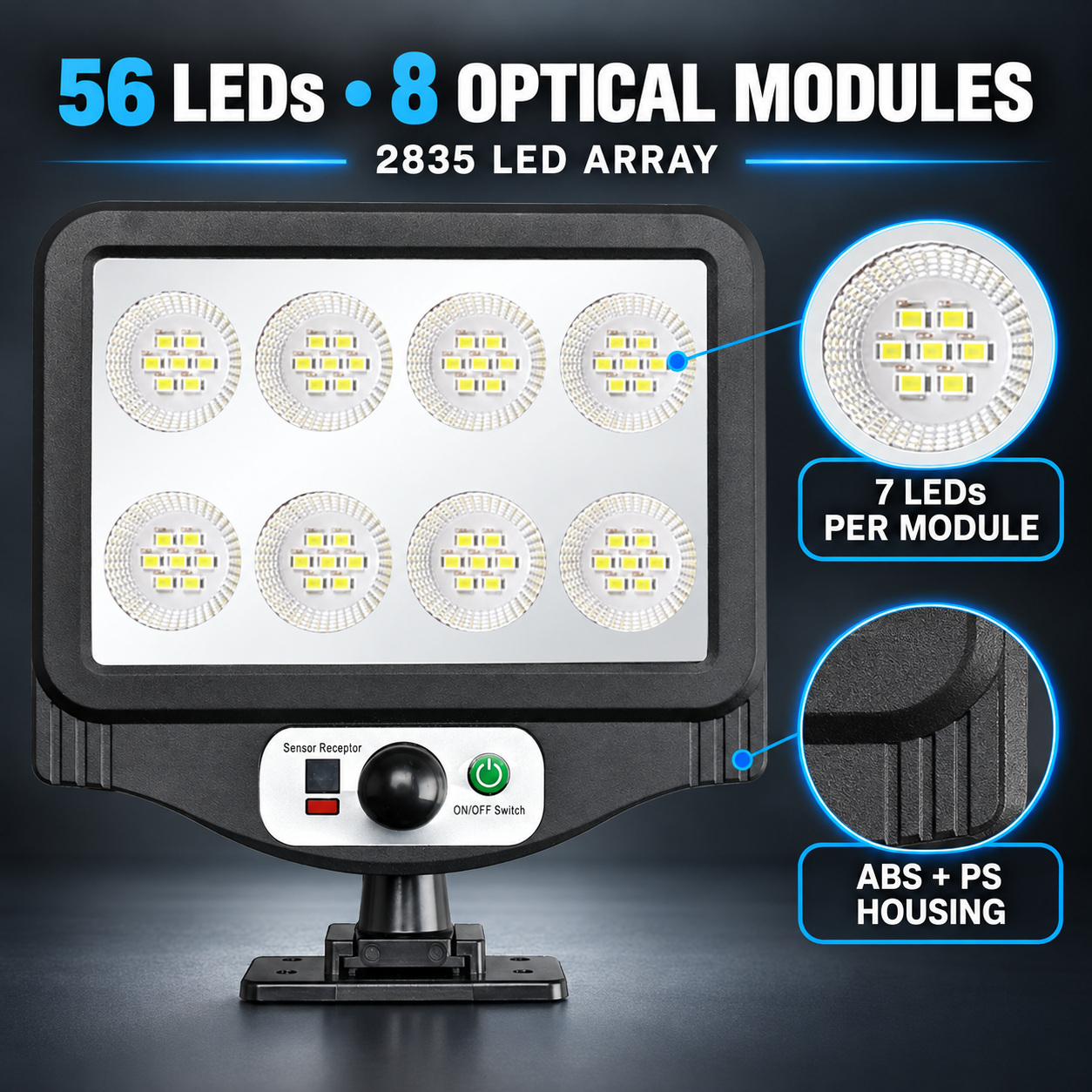 Solar Powered Rechargeable Motion Sensor LED Work Light 1500mAh For Auto W780 8 2 Hour photo 7