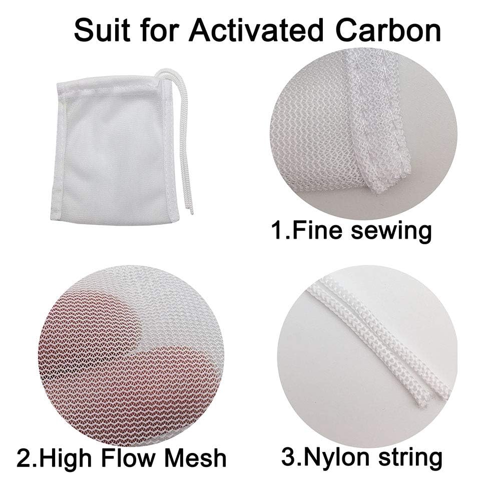 Fish Tank Small Sized Filter Bags, 6 Pack High Flow Bags 3 By 4 Inches Aquarium Filter Media Mesh Bags With Nylon Drawstrings,White photo 2