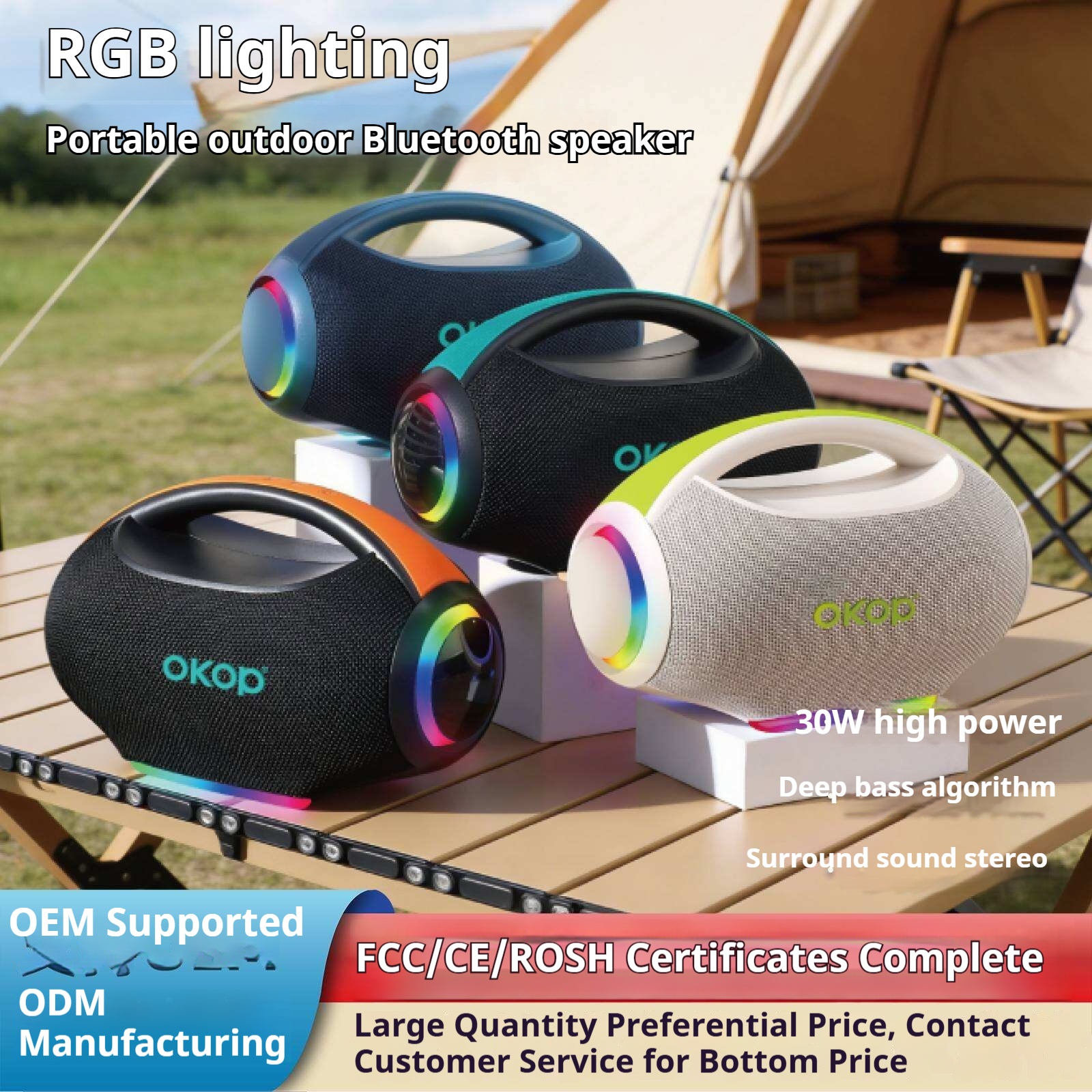 KP-861 Best-selling Wireless Bluetooth Speaker Portable Handle RGB Lighting Long Battery Life High Sound Quality Factory Direct In Stock photo 3