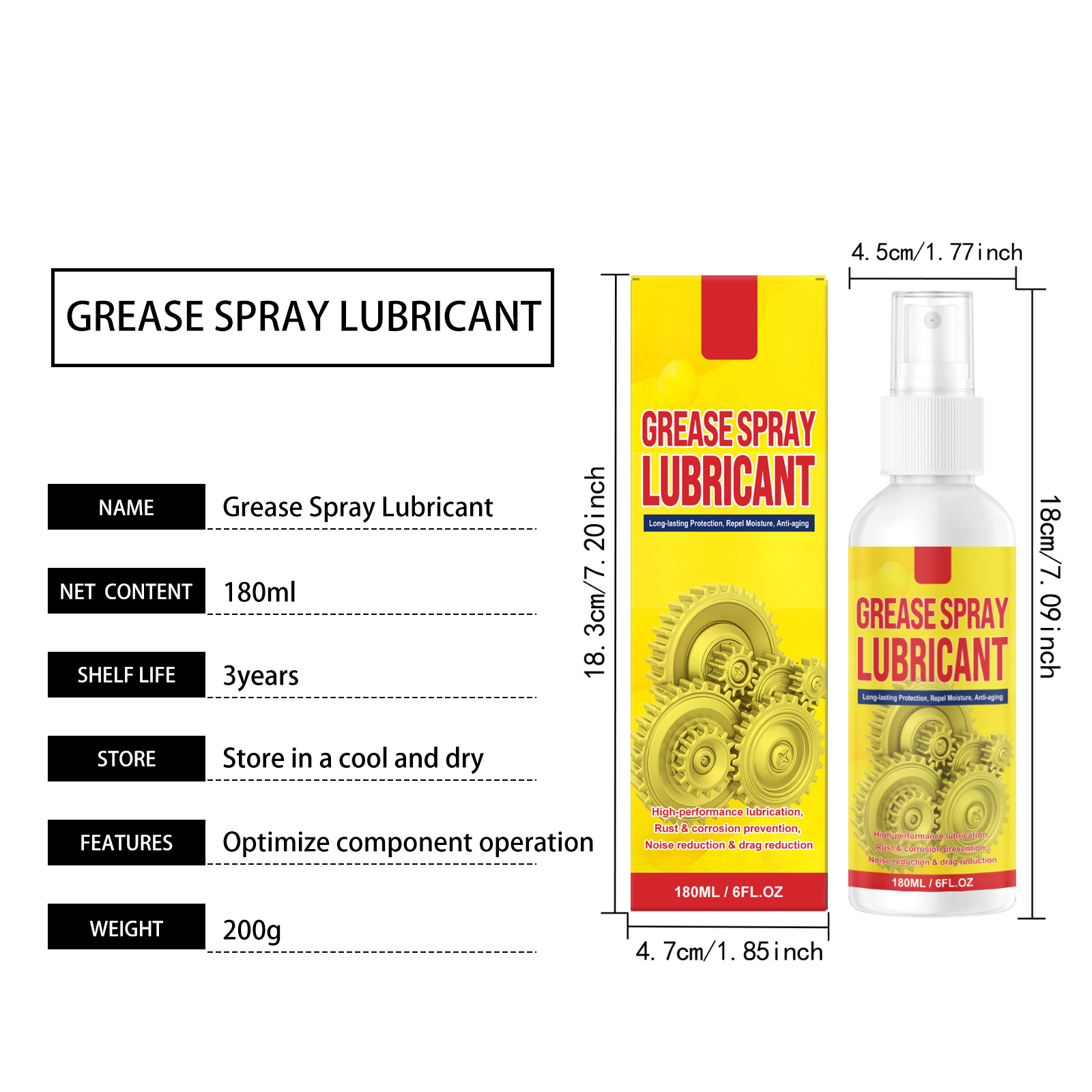 Derusting Lubricant Spray 180ml 1box photo 2
