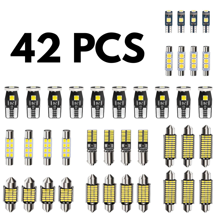 42PCS Interior Car Lights Superior Brightness White Dome Map Tail Cab Lights Bulb Kit Set T5 T10 28mm 31mm 36mm 41mm BA9S 6612F 194 LED Bulb For Trunk Cargo Door Courtesy License Plate Light photo 4