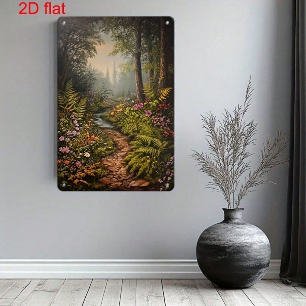 1pc Vintage Forest Path Metal Sign 7.9x11.8, Rustproof 2D Flat Poetic Plaque photo 3