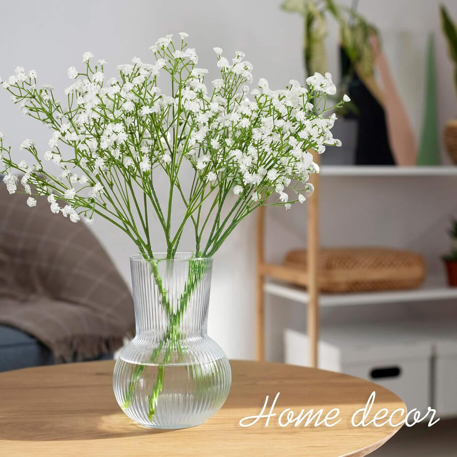 Artificial Baby's Breath Flowers 6 Units, White Faux Gypsophila Bouquet For Wedding, Home Decor, Vase And Floral Arrangements photo 5