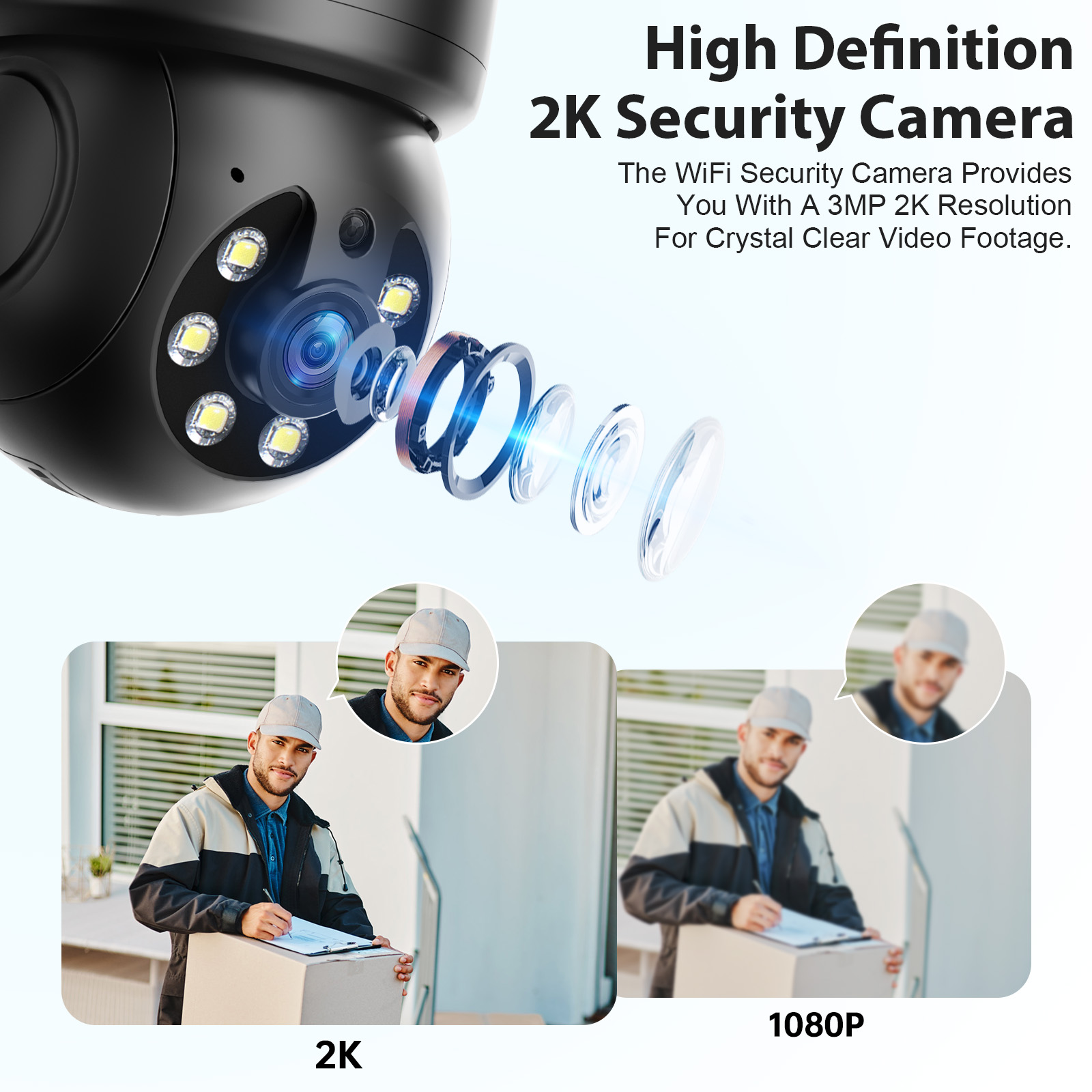 3MP Ptz E27 Socket Bulb Camera 360 Degree Cmos Sensor Network Camera Cctv Security Light Bulb Camera photo 6