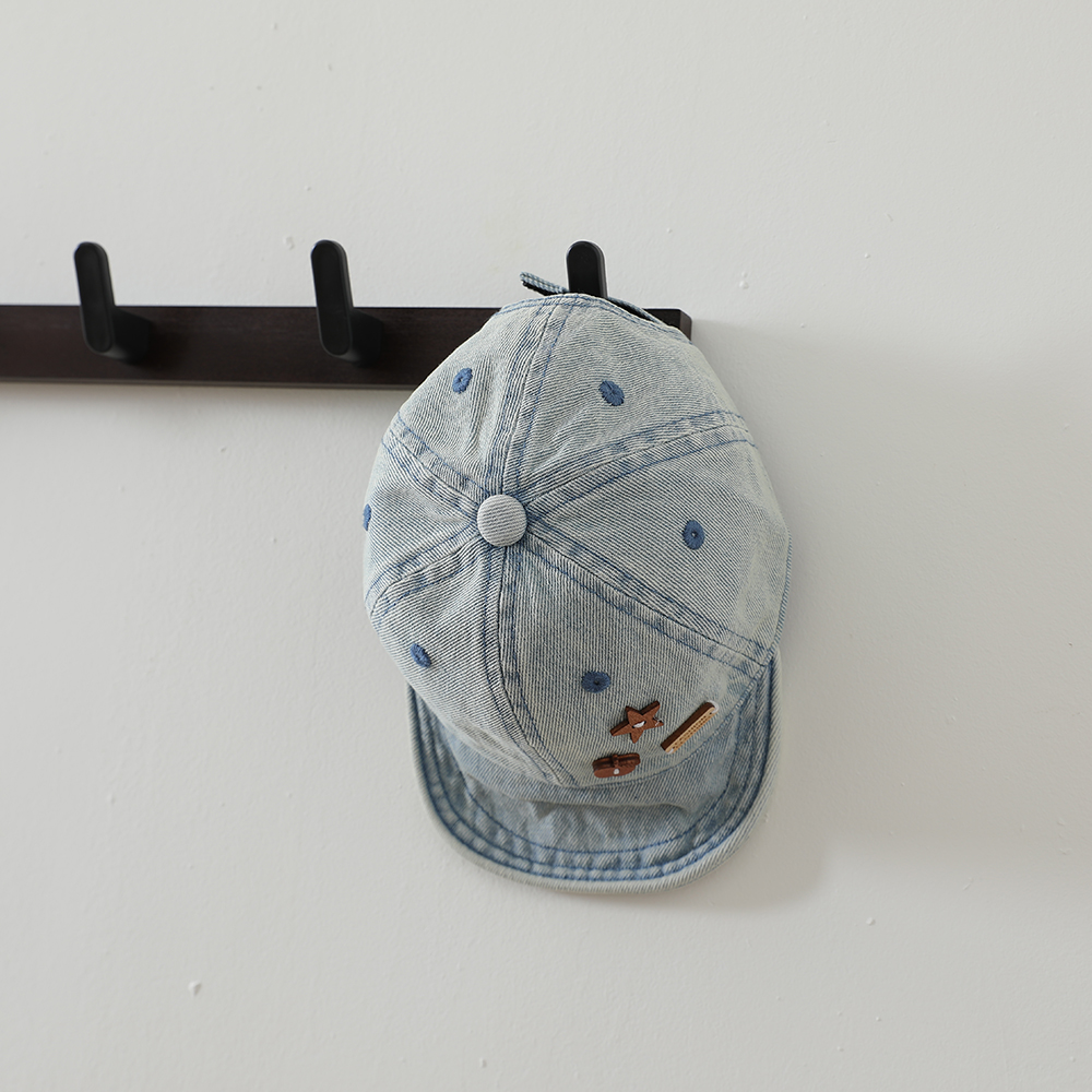 Star Apple Patch Children's Denim Baseball Cap - Retro Washed Soft Top Children's Baseball Cap For Outdoor Versatility photo 8