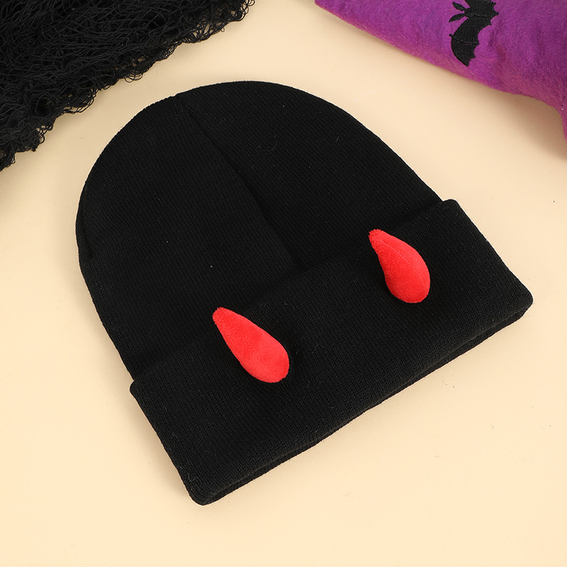 European And American Cross-border Hip-hop Little Devil Beanie With Horn Shape, Knitted, Suitable For All Occasions, Trendy And Funny, Without A Brim photo 8