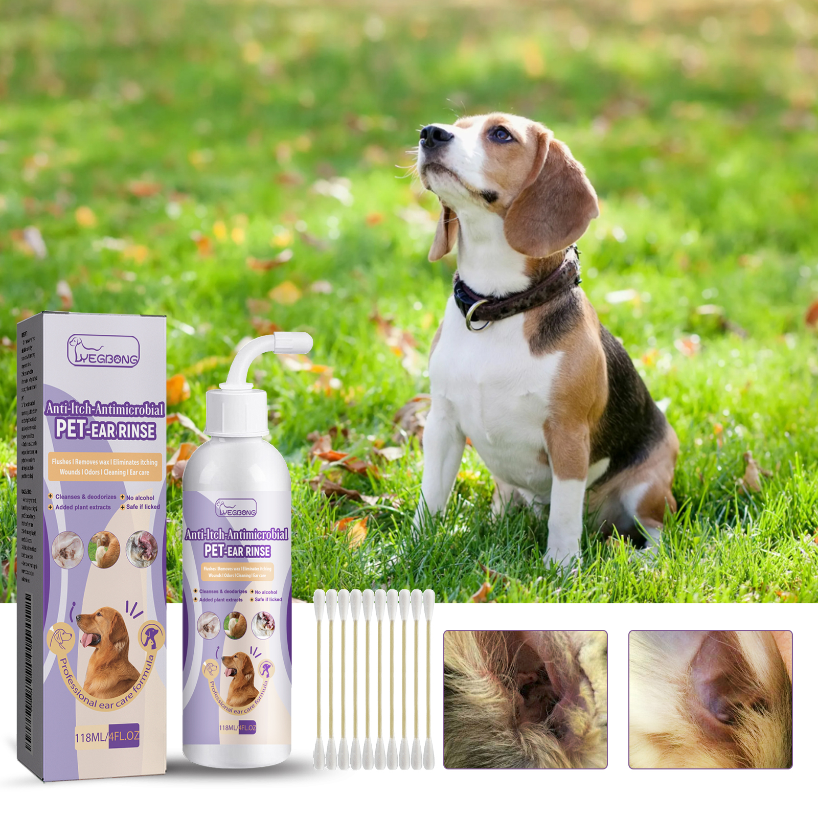 Pet Ear Cleanser 118ml 1box-10pcs 1bag Cotton Stick photo 5