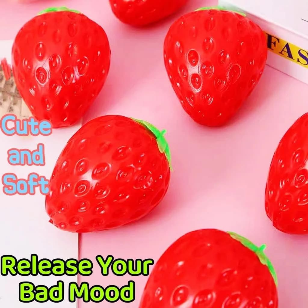 Strawberry , Strawberry Squishy Sensory Fidget Giant Jumbo Big Slow Rising Stress Ball Squeeze Toy Fruit Realistic For Relief, Adults Kids Gifts Party Favor  1pcs photo 3