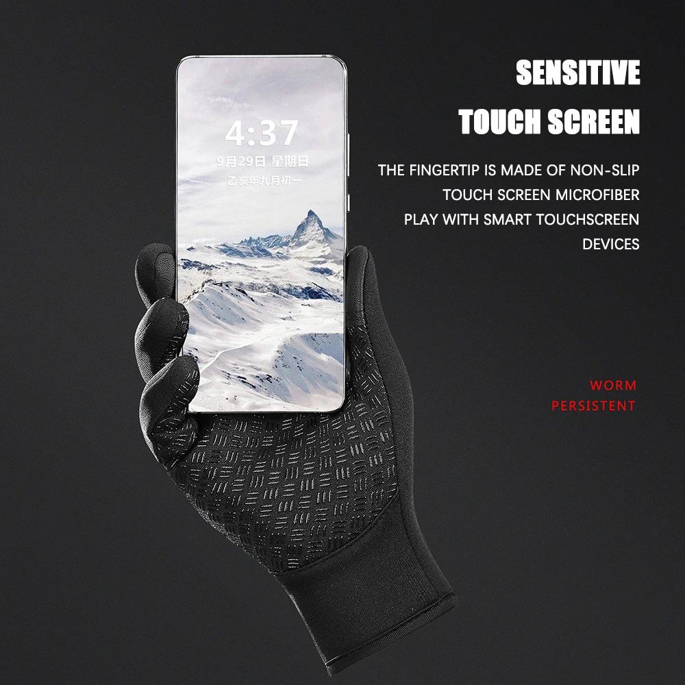 1 Pair Winter Touchscreen Gloves For Men Women, Windproof Anti-Slip Full Finger Gloves, Fleece Lined Waterproof Gloves For Cycling Motorcycle Hiking Skiing Outdoor Sports photo 2
