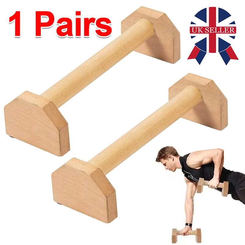 1 Pair 30cm Wooden Push Up Bars Parallettes Bars Home Gym Workout Equipment photo 2