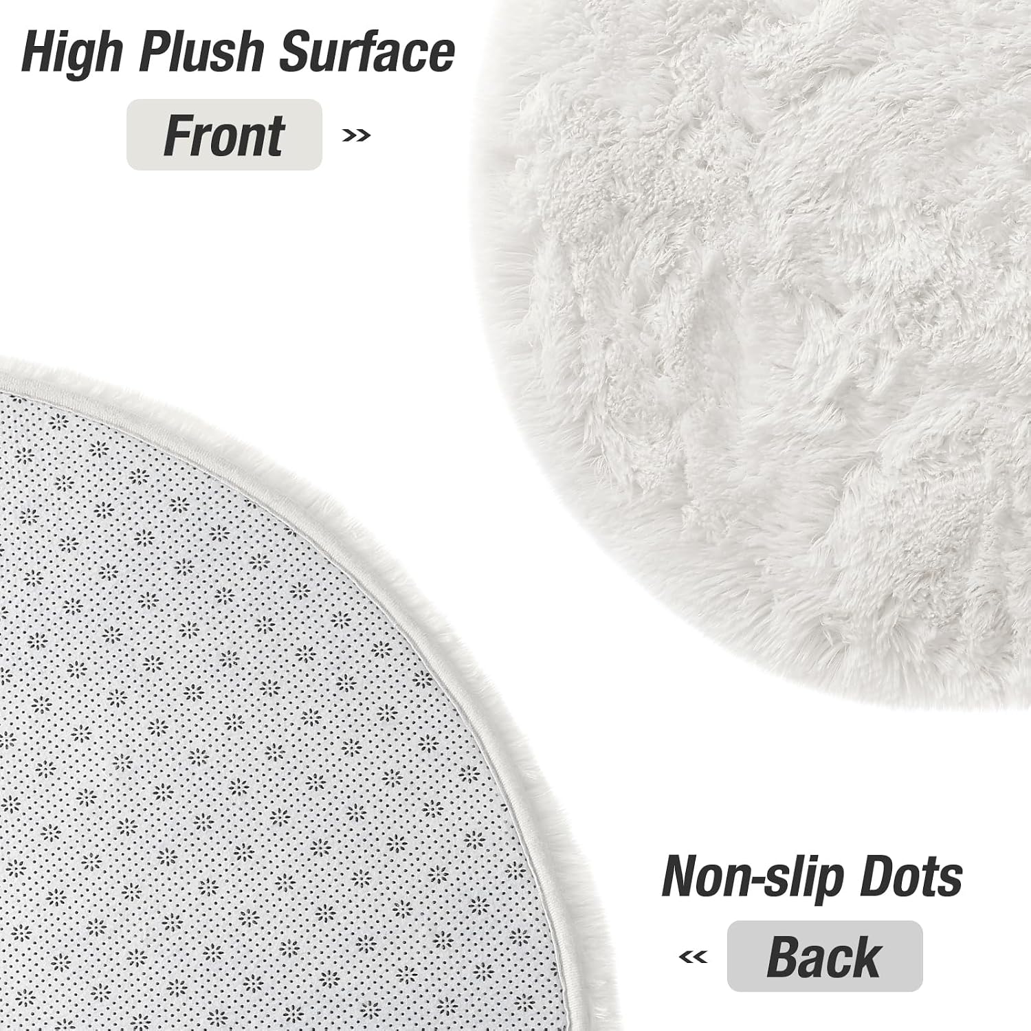 Ivory Fluffy Oval Rug 2.6x5.3 Ft, Soft Washable Area Rug For Bedroom, Living Room, Nursery And Home Decor photo 2