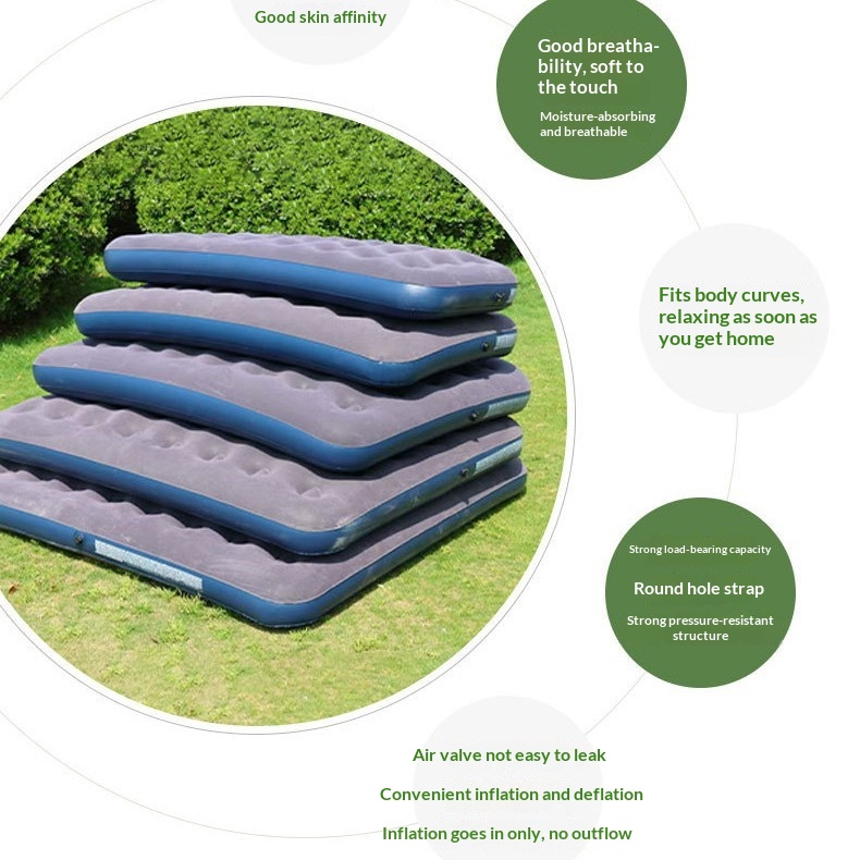 Pvc Flocked Honeycomb Inflatable Bed Outdoor Camping Style Inflatable Mattress Household Thickeneded Foldableing Flocked Mattress Wholesale photo 3