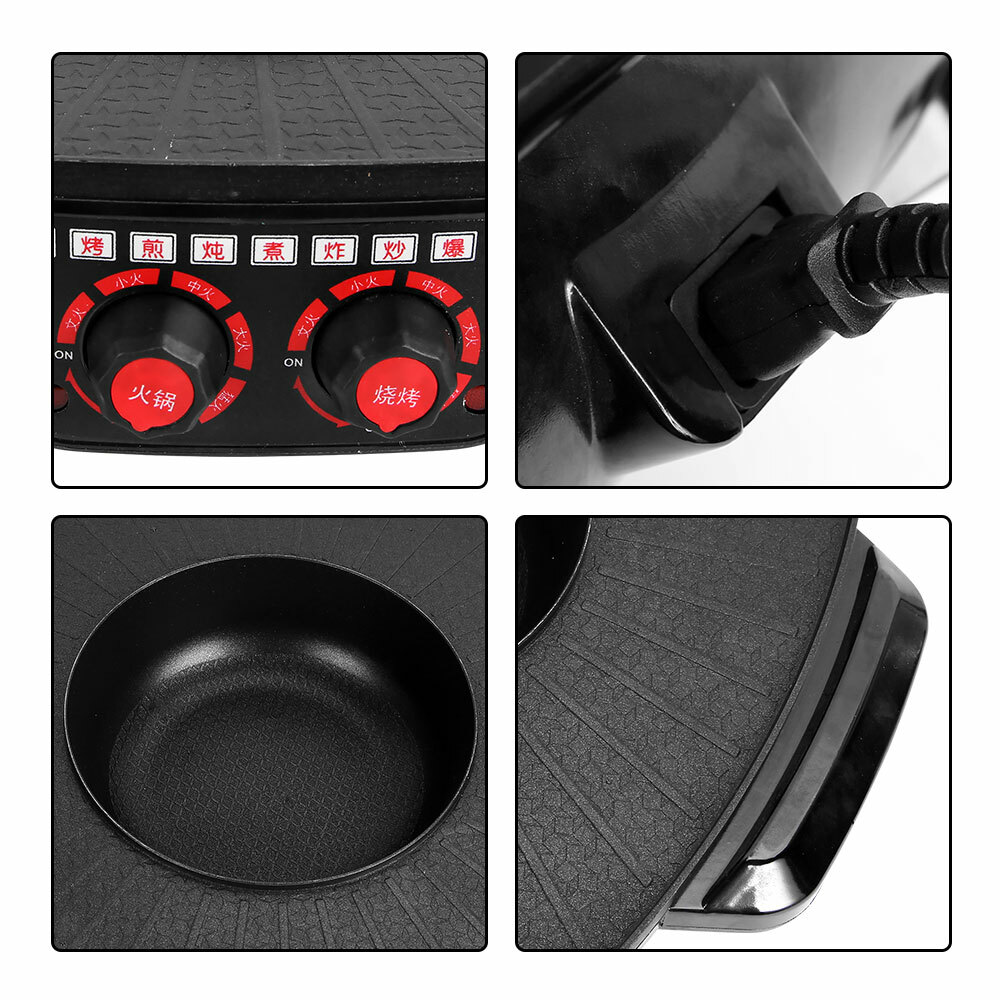 Electric 2 In 1 Hot Pot BBQ Oven Smokeless Barbecue Pan Grill Hotpot Machine AU photo 3