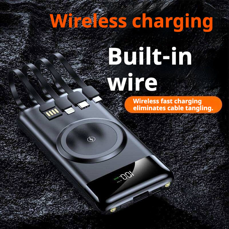 KP-711 Best-selling 10,000mAh Power Bank With Digital Battery Display Wireless Charging And 4 Built-in Cables In Stock photo 4