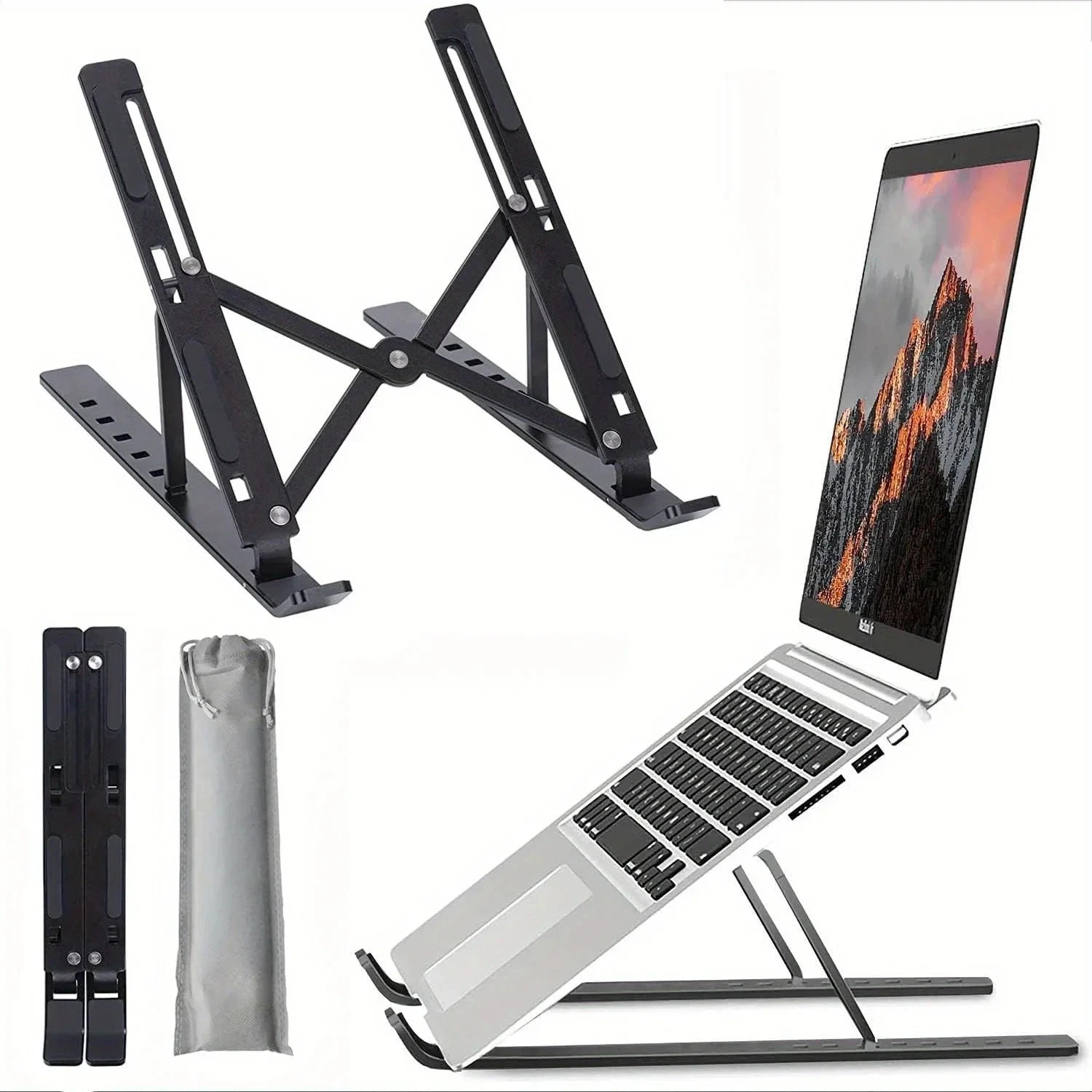 Aluminum Adjustable Foldable Laptop Stand With Desk Riser Holder For Notebooks photo 4