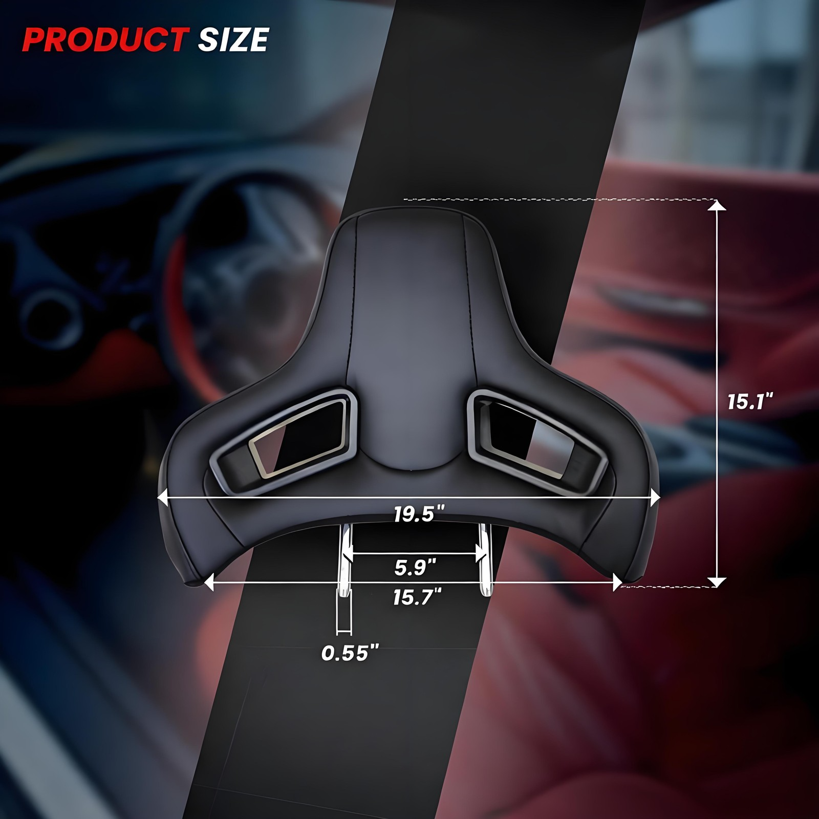 PU Leather Car Headrest Cushion Sports Seat Universal Ergonomic Design photo 2