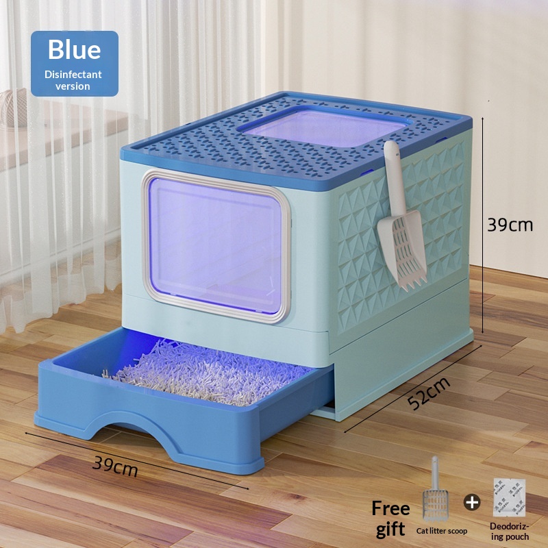 Extra-large Fully Enclosed Drawer-Type Foldable Cat Litter Box photo 2