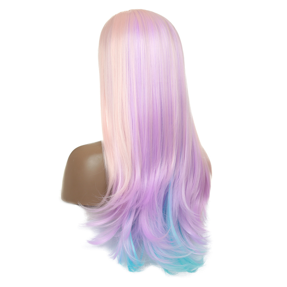 Gradient Color Inner Buckle Long Curly Hair High Temperature Silk Color Lace Headgear photo 7