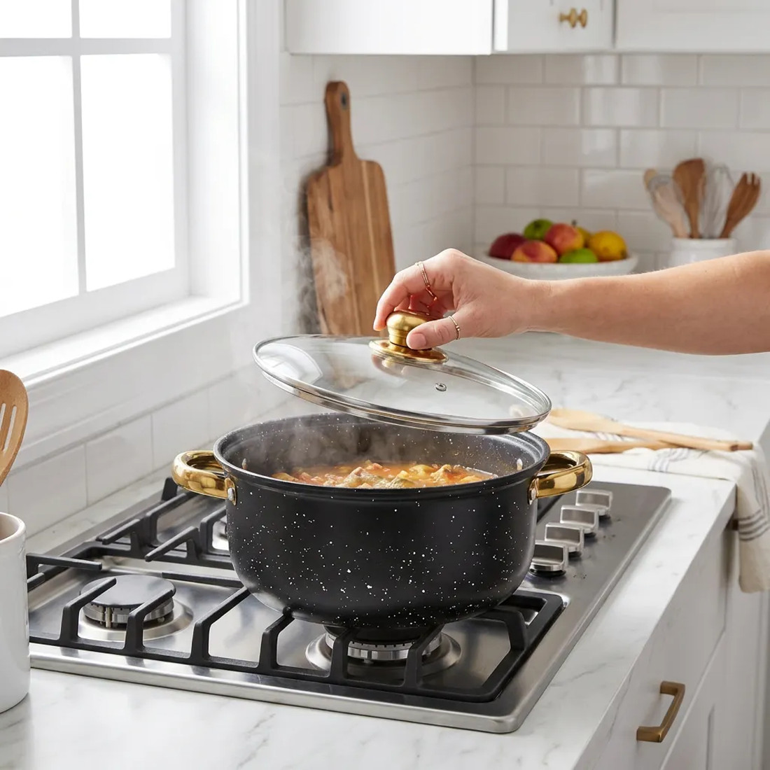 12PCS Induction Non Stick Stainless Steel Cookware Cooking Pot Pan With Lids Set photo 2