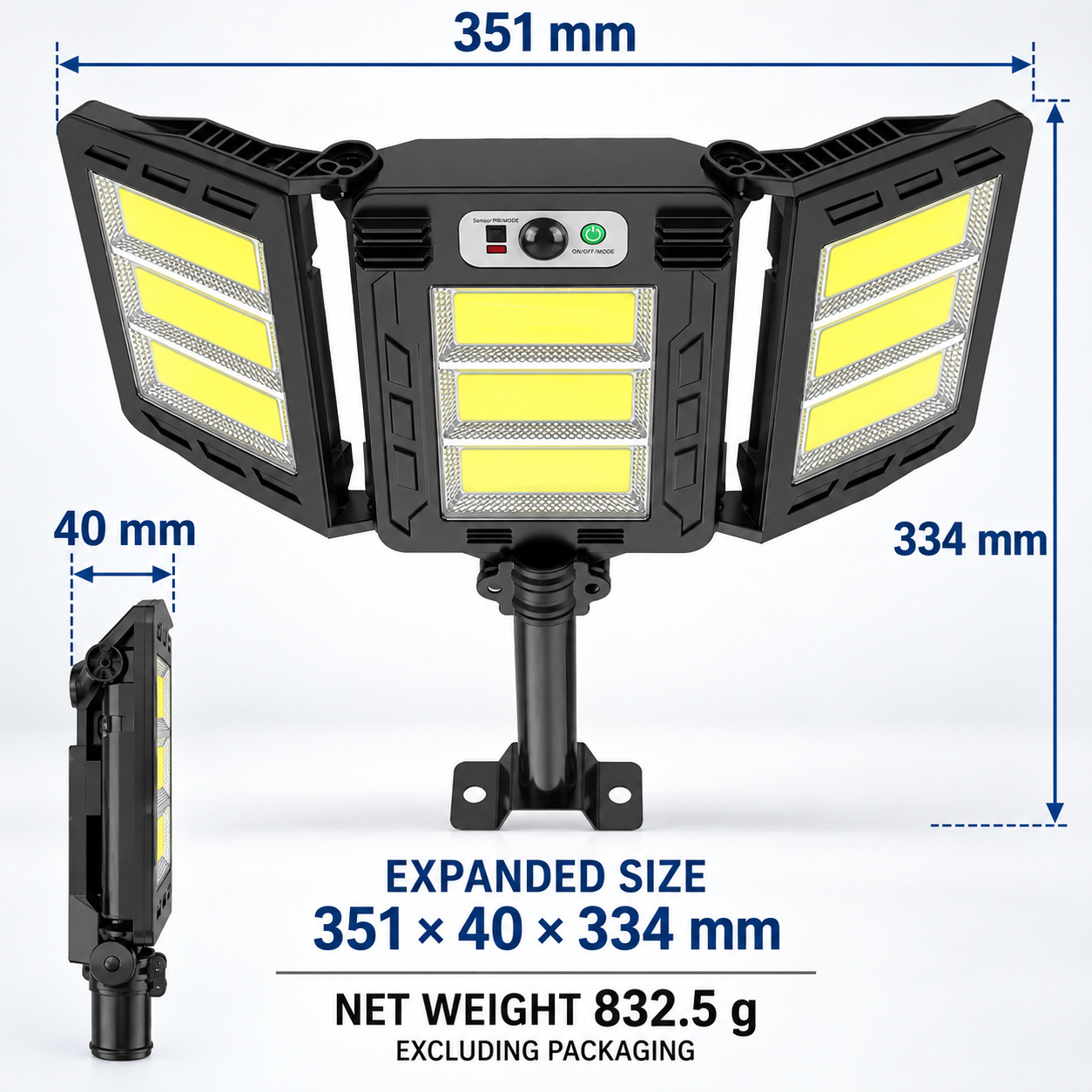 Solar Powered Rechargeable Motion Sensor COB LED Work Light 3000mAh For Auto W786 3 Street photo 8