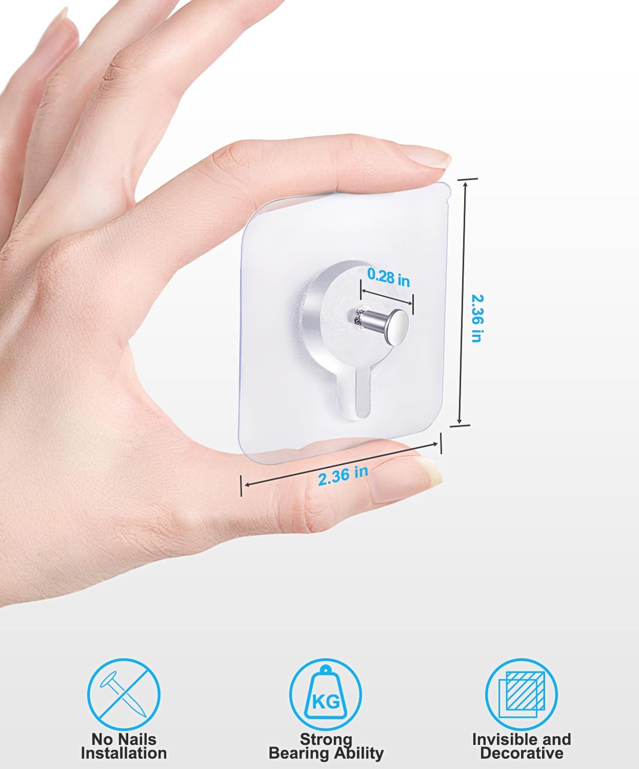 Adhesive Hooks For Wall,Wall Hangers Without Nails For Photos Frames,Utility Waterproof And Oil Resistant Hooks For Kitchen,Bathroom,Home And Office photo 4