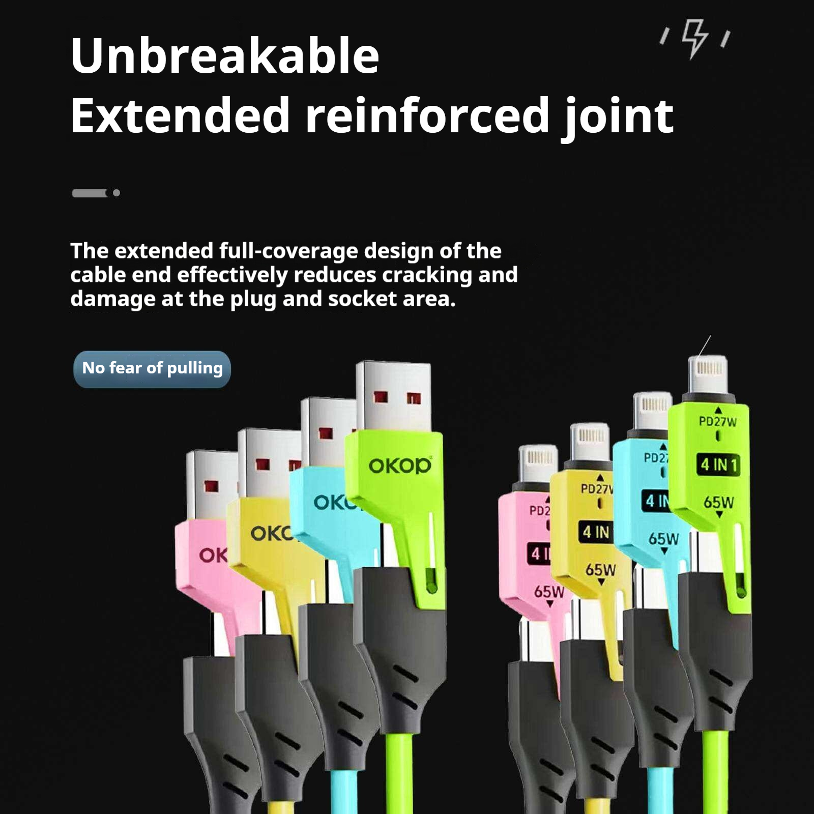 KP-314 3-in-1 4-in-1 65W Retractable Charging Cable Fast Charging For Appl Huawe Cross-Border Product photo 6