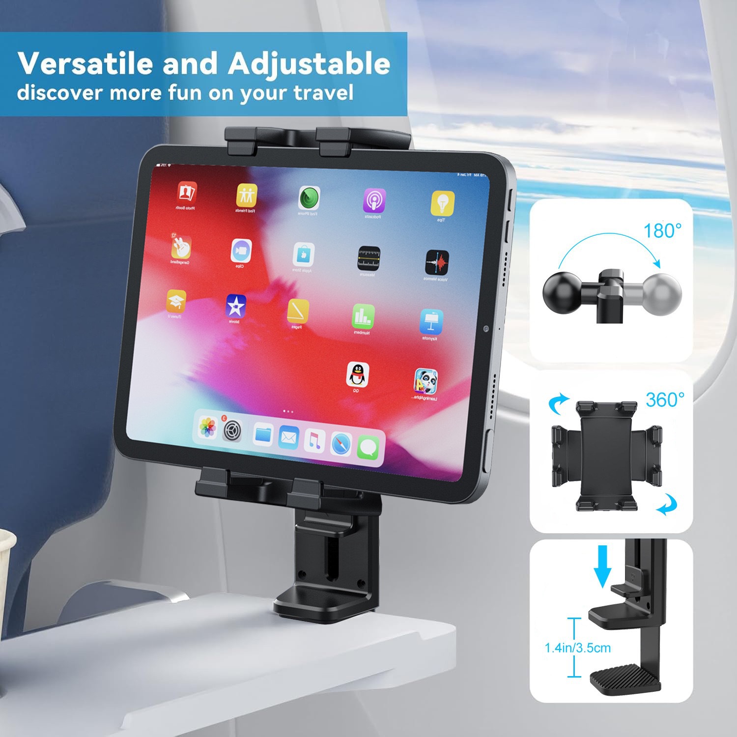 Rotatable Multi-functional Clip Phone & Tablet Holder, Lazy Stand For Live Streaming & Video Watching On Airplane, High-speed Rail And Desktop photo 7