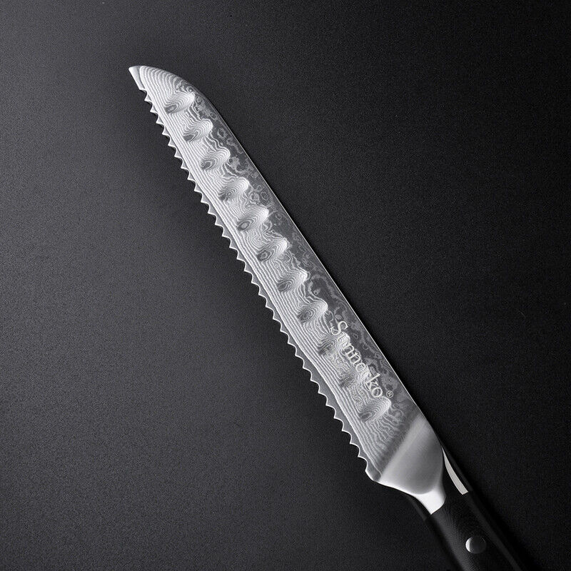 Sunnecko Serrated Bread Knife 8 Inch Damascus Steel Kitchen Sandwich Knife photo 8