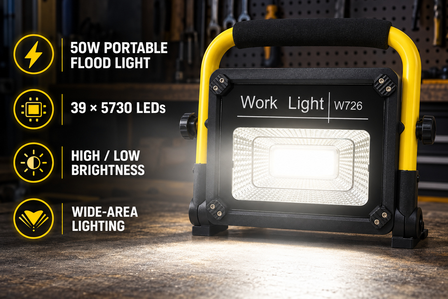 Solar Powered Rechargeable LED Work Light 50W 5000mAh For W726 Street Remote Control Outdoor Road photo 7