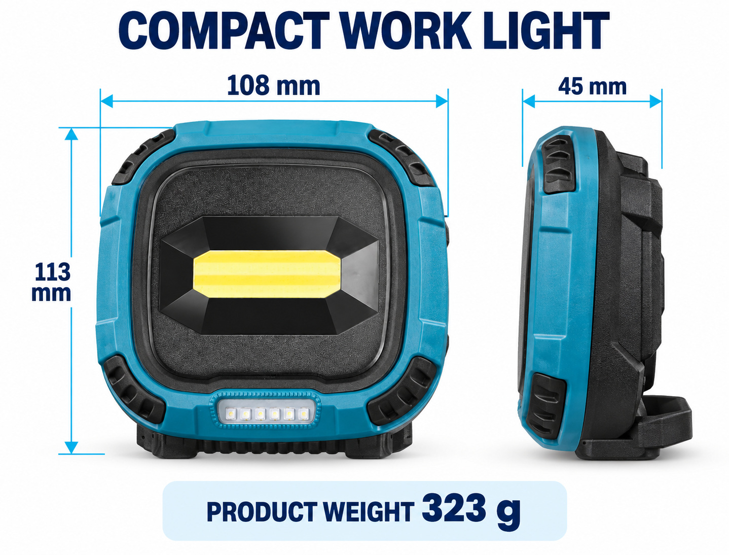 Rechargeable Magnetic Battery Display Type C LED Work Light Base Hanging W895 3 COB Flood photo 7