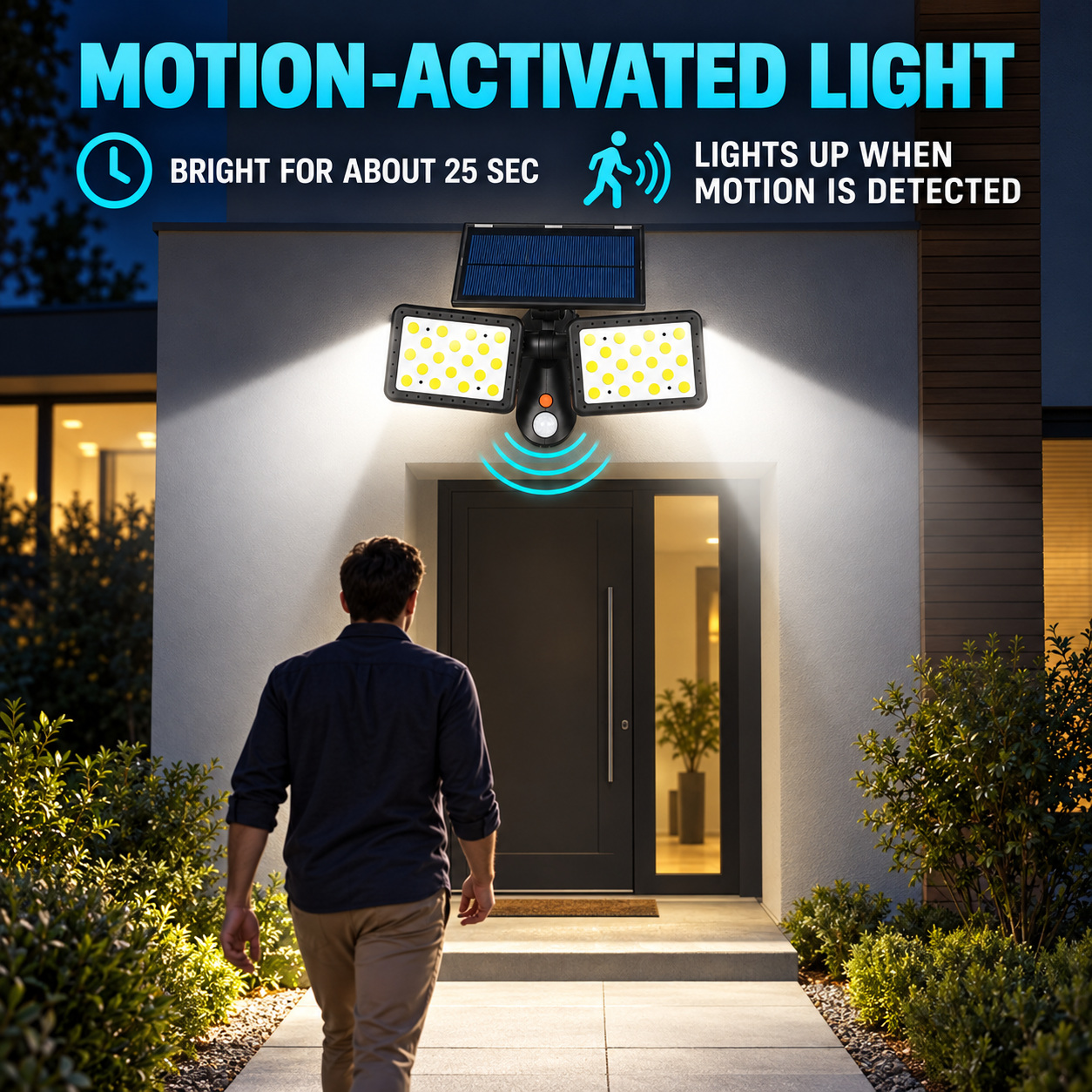 Solar Powered Rechargeable Motion Sensor Waterproof LED Wall Light W770B COB 1x 18650 Battery Sconce photo 4