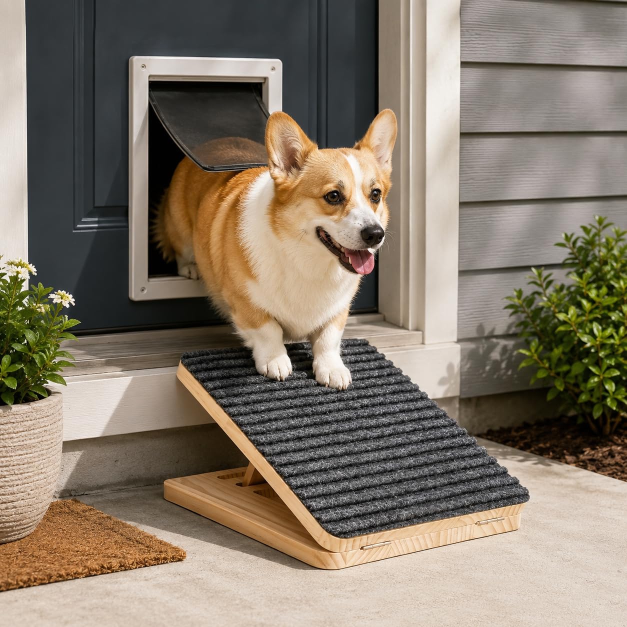Dog Ramp For Stairs, Foldable Stair Wedges Assist For Small Dogs, 1 Pack Dog Door Ramp Adjustable Stair Ramp For Dogs Solid Wood Pet Steps For Elderly Dog, Senior, Short-Legged And Injured Pets photo 1