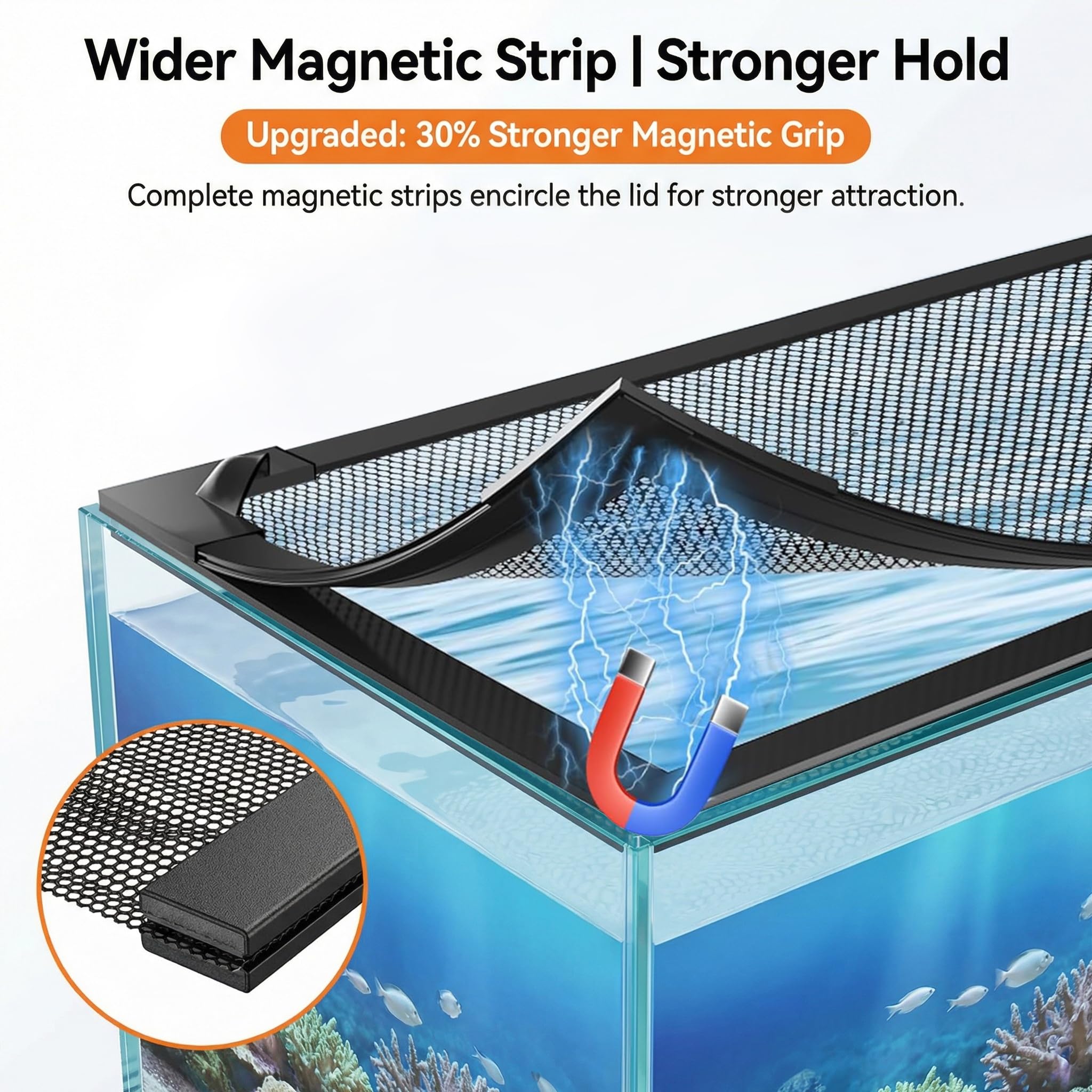 Magnetic Aquarium Lid Fish Tank Top Cover Hood Anti-Jumping Mesh Net For Fishs Tank Top Cover To Protect Fishes Jumping Out Of For Up To 40 Gallon Fish Tank photo 3