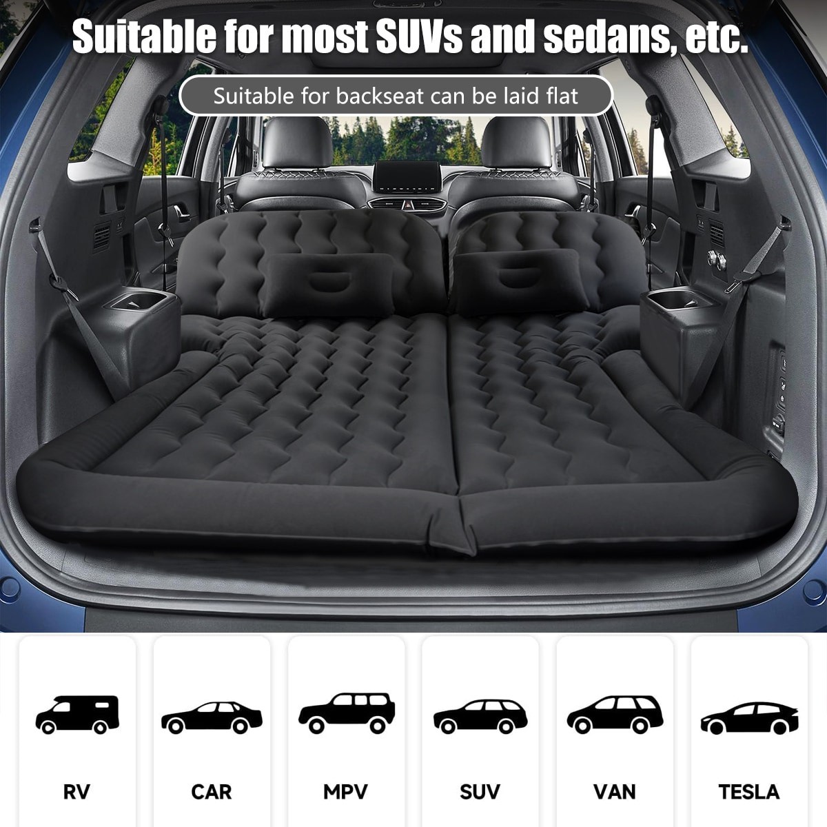 Car SUV Air Bed Sleep Travel Inflatable Mattress Seat Cushion Mat Camping W Pump photo 5