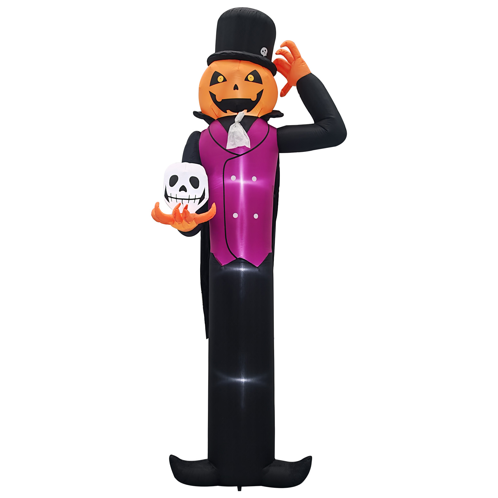 12ft Cape Pumpkin Man 5 White LED Lights Halloween Inflatable Decoration 12V photo 3