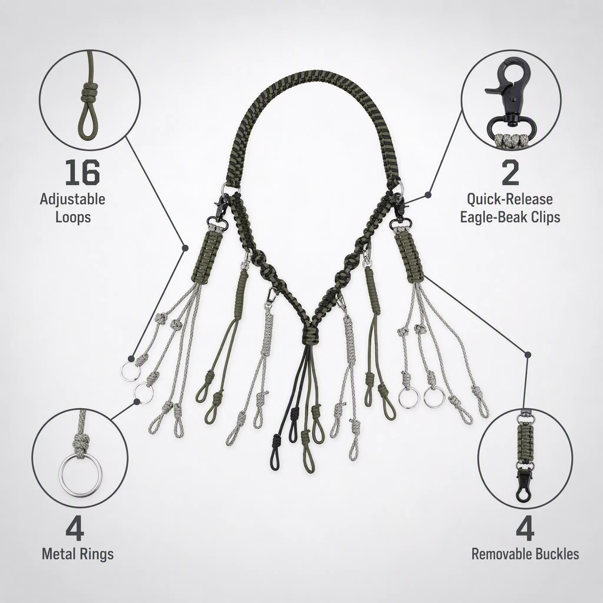 Duck Call Lanyard-Durable High Pressure Polyester Material With Multiple Loops Adjustable Strap For Waterfowl Hunting Outdoors photo 4