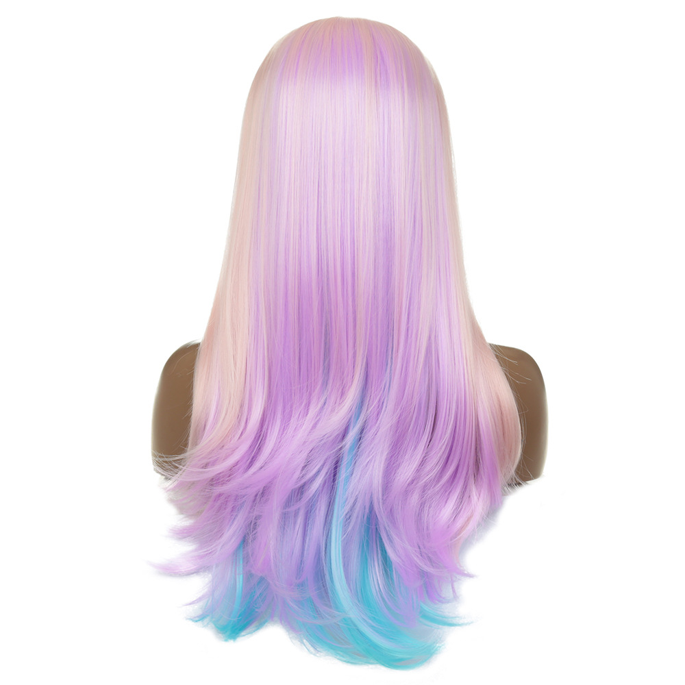 Gradient Color Inner Buckle Long Curly Hair High Temperature Silk Color Lace Headgear photo 2